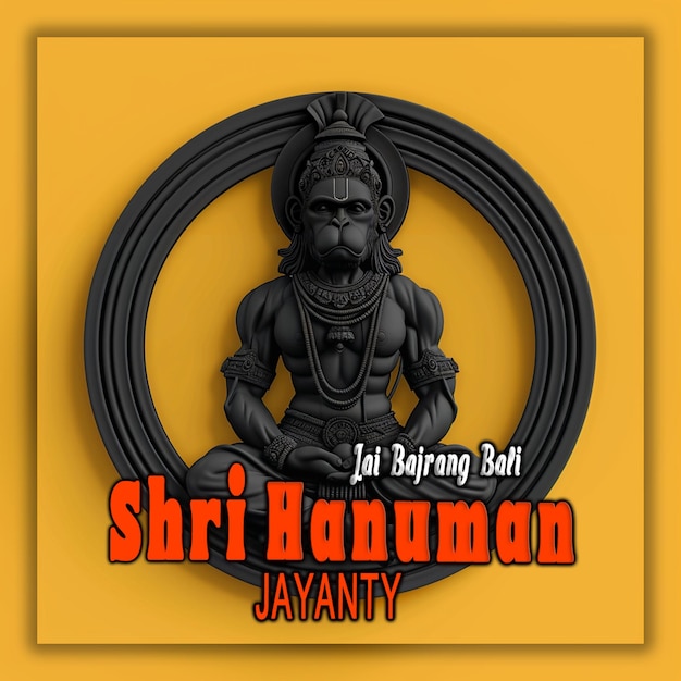 PSD glücklicher shiri hanuman jayanti mutiges ikonisches logo herr hanuman festival hintergrund