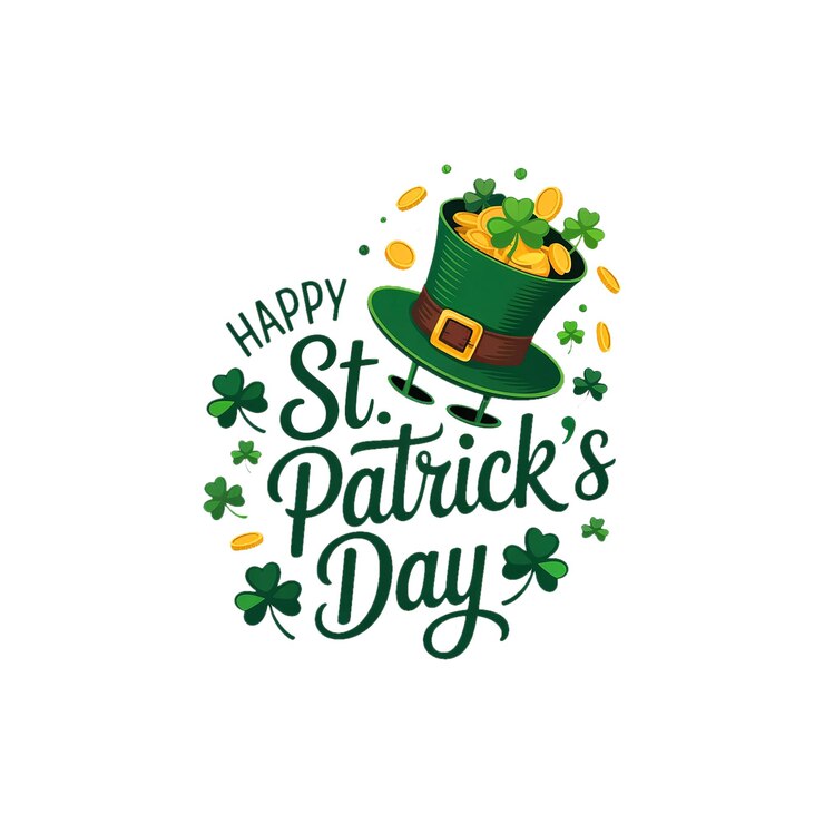 PSD glücklicher st. patrick's day mit shamrocks und leprechaun-hut