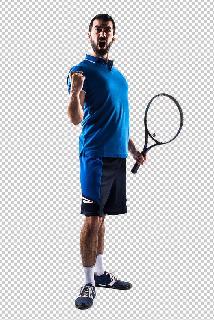 PSD glücklicher tennisspieler
