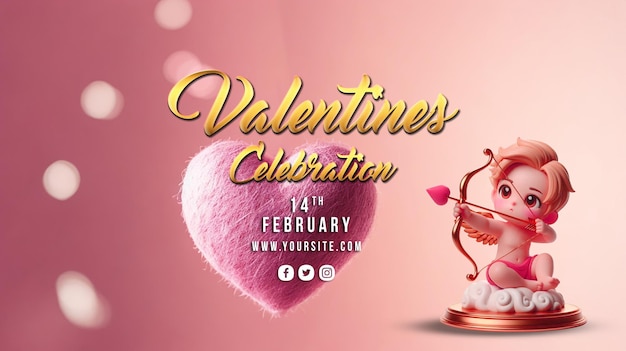 Glücklicher valentinstag banner design mit hintergrundbild.