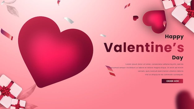 PSD glücklicher valentinstag premium-post mit goldenem text