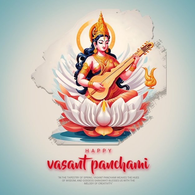 PSD glücklicher vasant panchami hindi kalligraphie-post für soziale medien