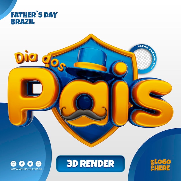 Glücklicher Vatertag 3D-Logo Brasilien Dia dos Pais für brasilianische Unternehmen