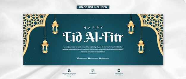 Glückliches Eid al-Fitr Facebook-Cover-Banner-Vorlage-Design mit islamischem Muster