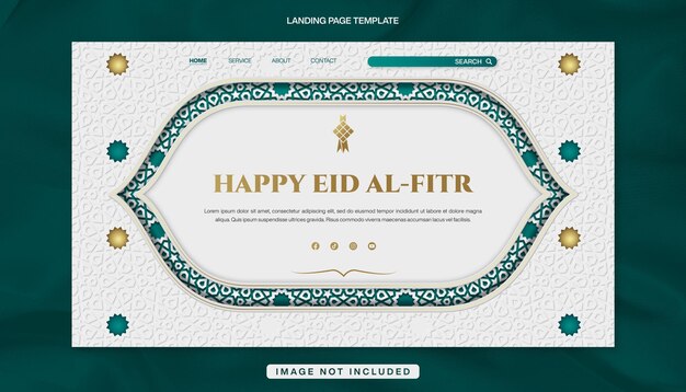 Glückliches Eid Al-Fitr Grüßbanner für Landing Page Vorlage Design mit islamischem Muster