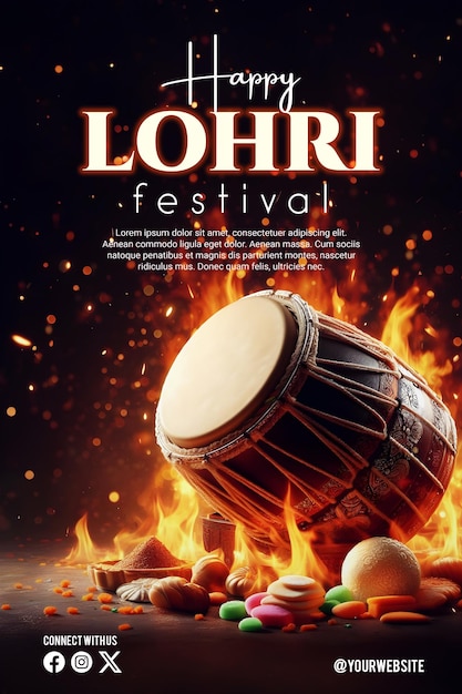 Glückliches Lohri-Poster mit schönem Hintergrund