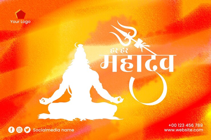PSD glückliches maha shivratri hindu-festival social-media-grüßkarte mit hindi-typografie text-design