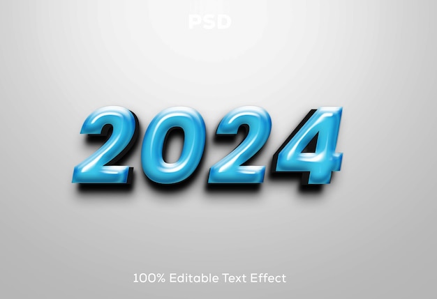 Glückliches neues Jahr 2024 3D-bearbeitbare Texteffekt