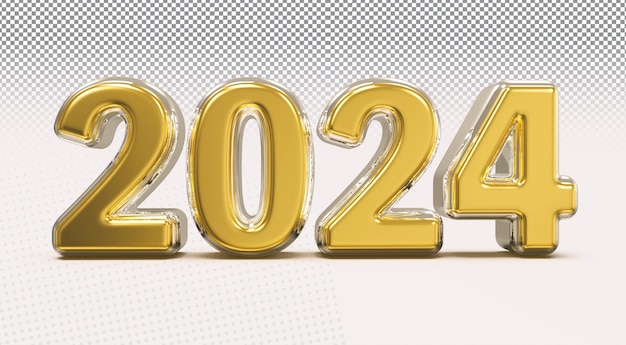 Glückliches neues Jahr 2024 3D-Zahlrender