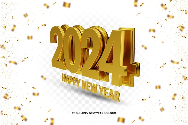 Glückliches neues Jahr 2024 Design 3D-Render-Konzept