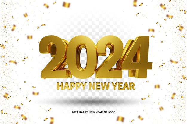 Glückliches neues Jahr 2024 Design 3D-Render-Konzept
