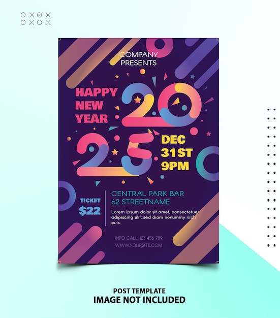 Glückliches Neujahr 2025 Poster und Flyer