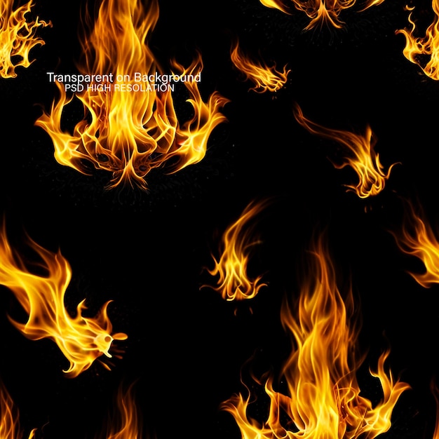 Glühende Feuerflamme auf durchsichtigem Hintergrund