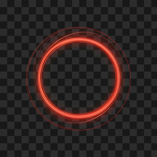 Glühender roter Neon-Kreis-Licht-Effekt auf durchsichtigem Hintergrund Futuristisches Ring-Overlay-Design PNG