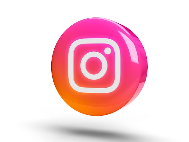 Glühendes Instagram-Logo auf einem realistischen 3D-Kreis