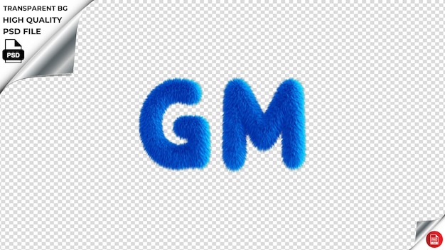 PSD gm tipografia azul texto fluffy psd transparente
