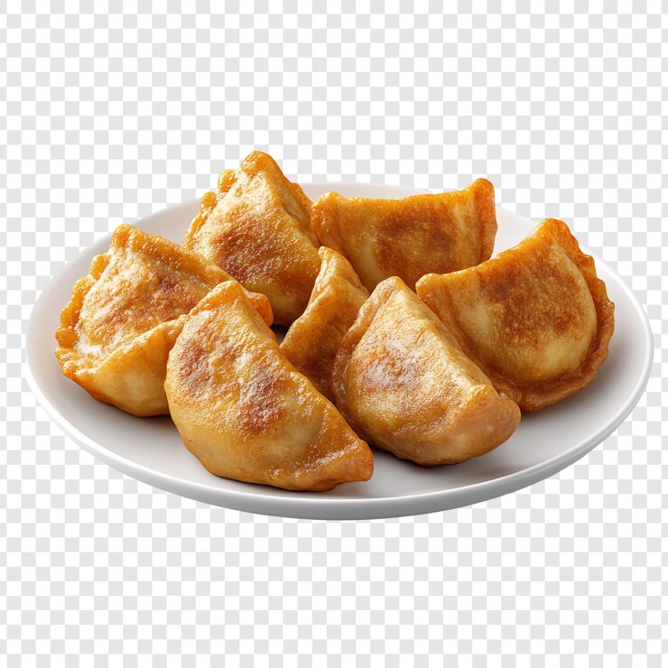 PSD gnocchi fritti su un piatto bianco