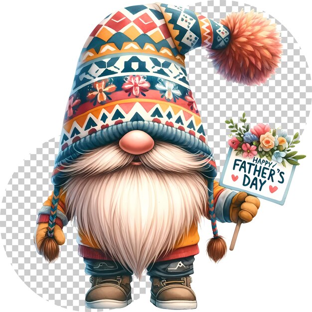 PSD gnome dia dos pais aquarela clipart ilustração