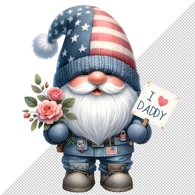 PSD gnome dia dos pais aquarela clipart ilustração