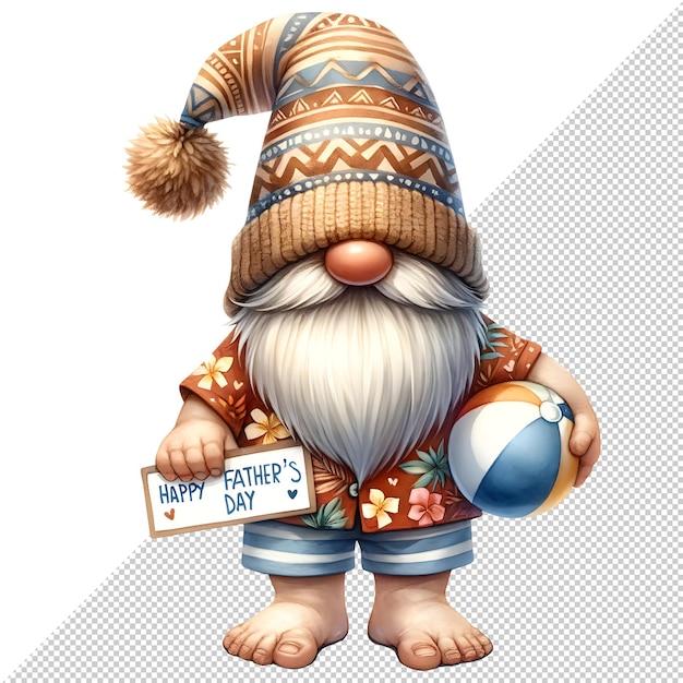 Gnome Dia dos Pais Aquarela Clipart Ilustração