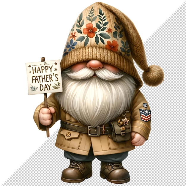 Gnome Dia dos Pais Aquarela Clipart Ilustração