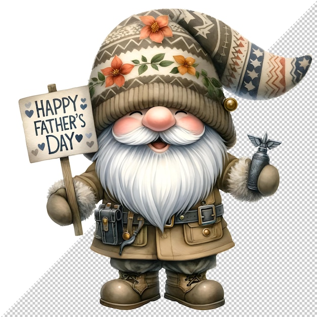 Gnome Dia dos Pais Aquarela Clipart Ilustração