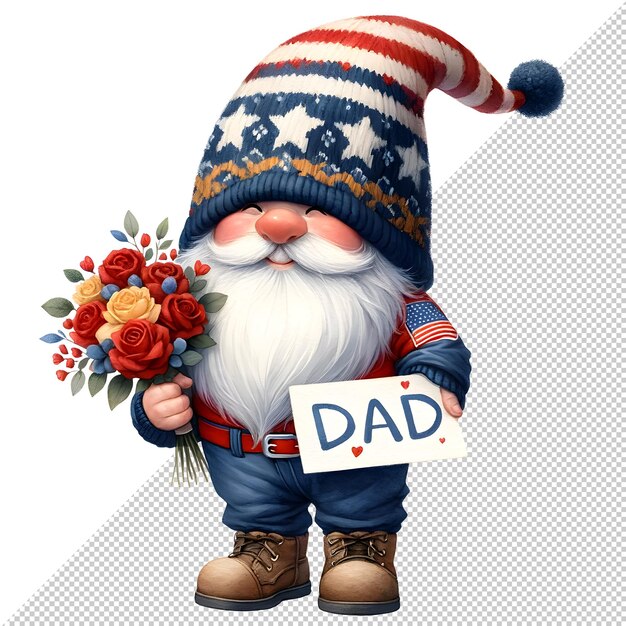 Gnome Dia dos Pais Aquarela Clipart Ilustração