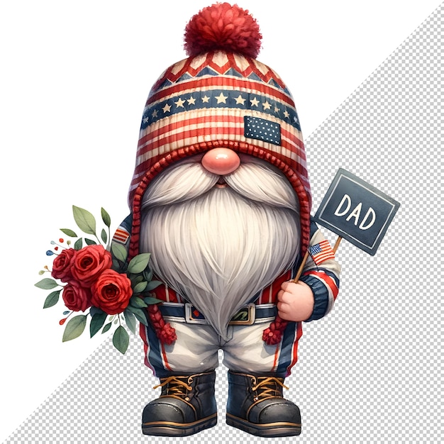 Gnome Dia dos Pais Aquarela Clipart Ilustração