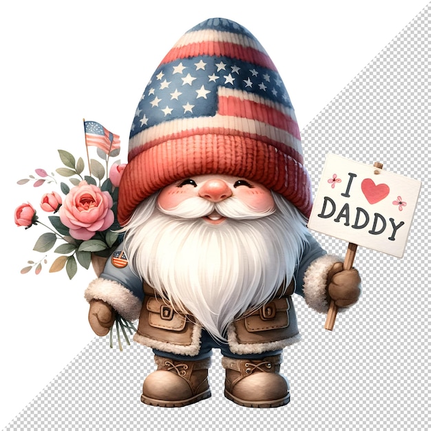 Gnome Fathers Day Acquarello Clipart Illustrazione