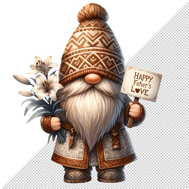 Gnome Fathers Day Acquarello Clipart Illustrazione