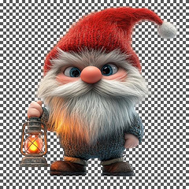 Gnome de Noël grincheux isolé sur un fond transparent