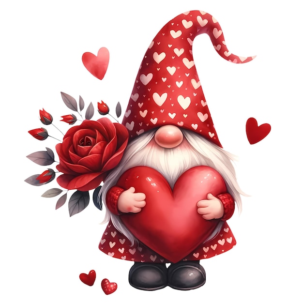 PSD gnomes mignons accents d'amour des valentines illustration de cliparts