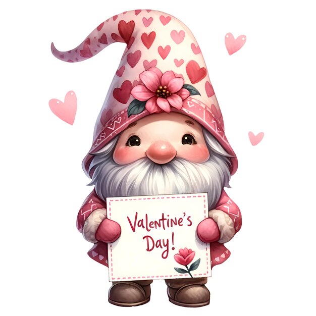 PSD gnomos bonitos celebrando o amor valentim aquarela clipart ilustração