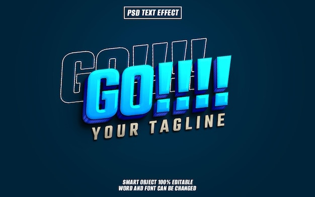 go Text-Effekt-Schriftart bearbeitbare Typographie 3D-Text