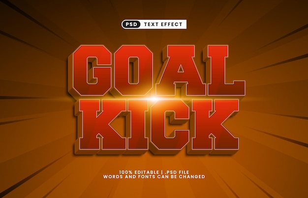 goal kick editable text effect with a team ans sport text effect