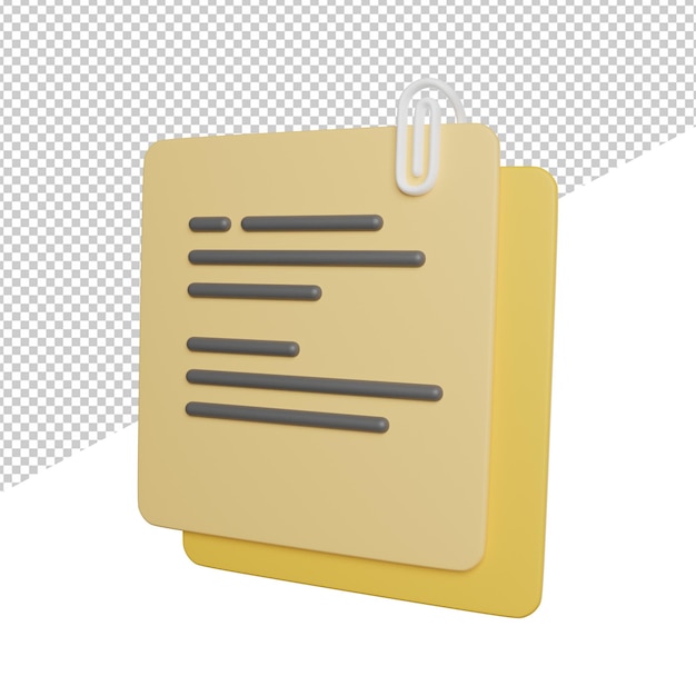 Goal Note Reminder Seitenansicht 3D-Rendering Icon Illustration auf transparentem Hintergrund