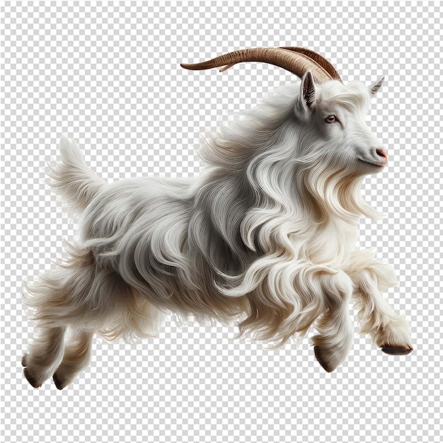 PSD a goat with horns is jumping in the air