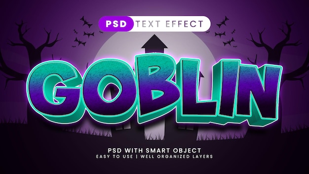 Goblin efecto de texto de halloween estilo de texto editable elfo y orco