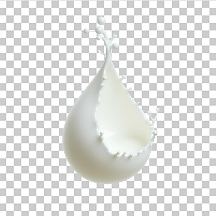 goccia di latte isolata su uno sfondo trasparente