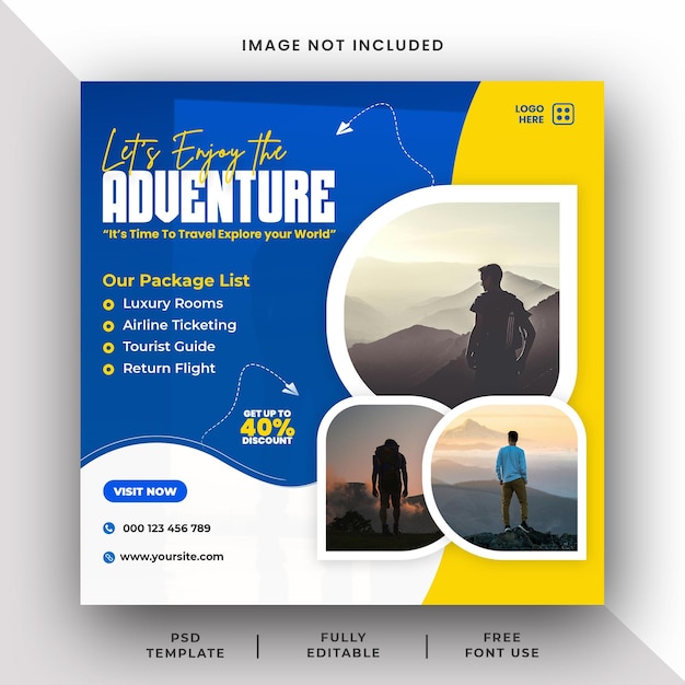Goditi l'avventura di viaggio Social Media Instagram Post Banner Template