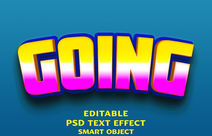 PSD going 3d text effect design