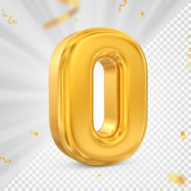 Gold 0 Nummer 3D Render