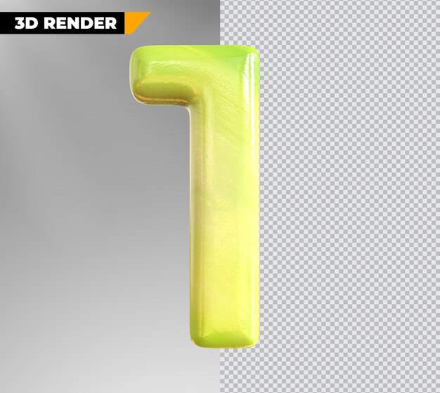 Gold 1 Nummer 3D-Rendering isoliert auf transparentem Hintergrund