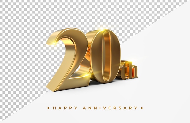 Gold 20 alles Gute zum Jubiläum 3d Rendering isoliert