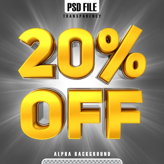 Gold 20 Text 3D-Rendering-Banner
