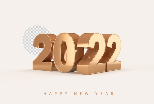 Gold 2022 Neujahr 3D-Rendering