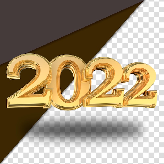 Gold 2022 Neujahr 3D-Rendering