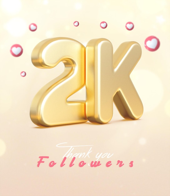 Gold 3d 2k seguidores en redes sociales