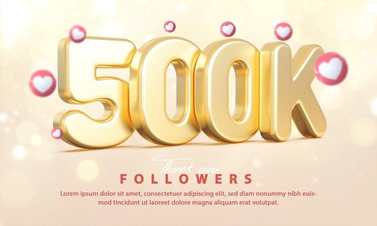 PSD gold 3d 500k seguidores gracias en las redes sociales