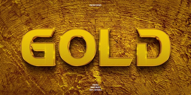 PSD gold 3d bearbeitbarer texteffekt